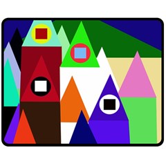 Colorful Houses  Double Sided Fleece Blanket (medium) 