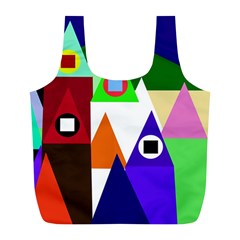 Colorful Houses  Full Print Recycle Bags (l) 