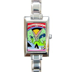 Colorful Landscape Rectangle Italian Charm Watch