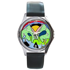 Colorful Landscape Round Metal Watch