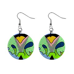 Colorful Landscape Mini Button Earrings