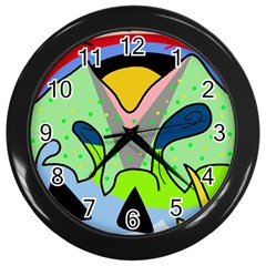 Colorful Landscape Wall Clocks (black)