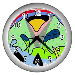 Colorful Landscape Wall Clocks (silver) 