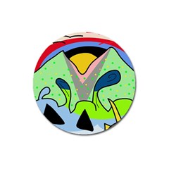 Colorful Landscape Magnet 3  (round) by Valentinaart