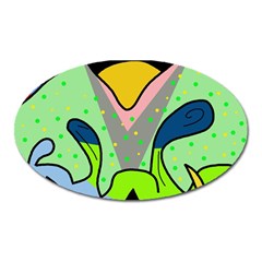 Colorful Landscape Oval Magnet