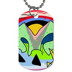 Colorful Landscape Dog Tag (two Sides) by Valentinaart