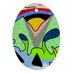 Colorful Landscape Oval Ornament (two Sides) by Valentinaart