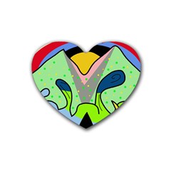 Colorful Landscape Rubber Coaster (heart)  by Valentinaart