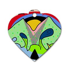 Colorful Landscape Dog Tag Heart (two Sides)