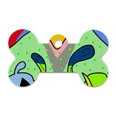 Colorful Landscape Dog Tag Bone (two Sides)