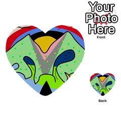 Colorful Landscape Multi-purpose Cards (heart)  by Valentinaart