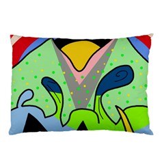 Colorful Landscape Pillow Case by Valentinaart