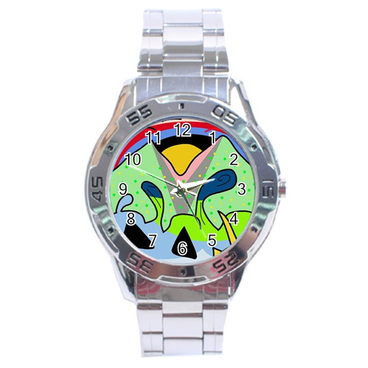 Colorful landscape Stainless Steel Analogue Watch