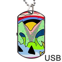 Colorful Landscape Dog Tag Usb Flash (one Side) by Valentinaart