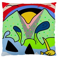 Colorful Landscape Large Cushion Case (one Side) by Valentinaart