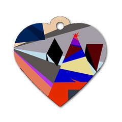 Geometrical Abstract Design Dog Tag Heart (two Sides)