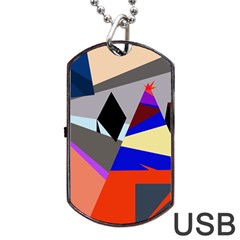 Geometrical Abstract Design Dog Tag Usb Flash (one Side) by Valentinaart