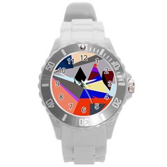 Geometrical Abstract Design Round Plastic Sport Watch (l)