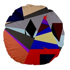 Geometrical Abstract Design Large 18  Premium Round Cushions by Valentinaart