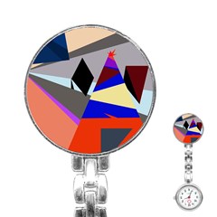 Geometrical Abstract Design Stainless Steel Nurses Watch