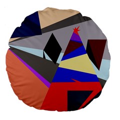 Geometrical Abstract Design Large 18  Premium Flano Round Cushions