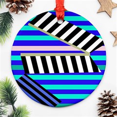 Blue Lines Decor Ornament (round) 