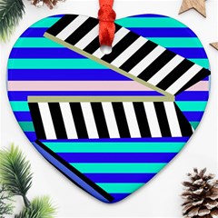 Blue Lines Decor Ornament (heart) 