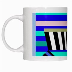 Blue Lines Decor White Mugs