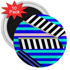 Blue Lines Decor 3  Magnets (10 Pack) 