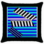 Blue lines decor Throw Pillow Case (Black) Front