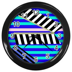 Blue Lines Decor Wall Clocks (black)