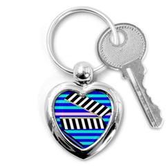 Blue Lines Decor Key Chains (heart) 