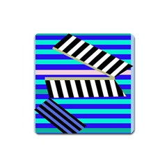 Blue Lines Decor Square Magnet