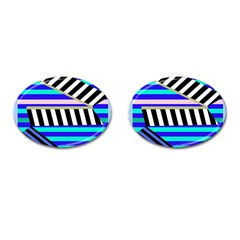 Blue Lines Decor Cufflinks (oval)