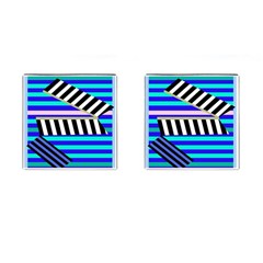 Blue Lines Decor Cufflinks (square)