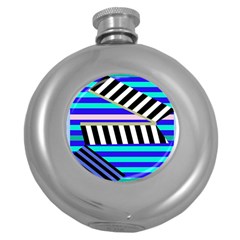 Blue Lines Decor Round Hip Flask (5 Oz)