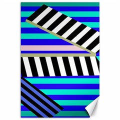 Blue Lines Decor Canvas 12  X 18  