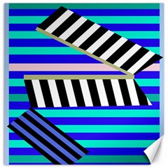 Blue Lines Decor Canvas 16  X 16  