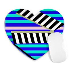 Blue Lines Decor Heart Mousepads