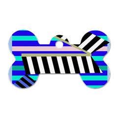 Blue Lines Decor Dog Tag Bone (two Sides)