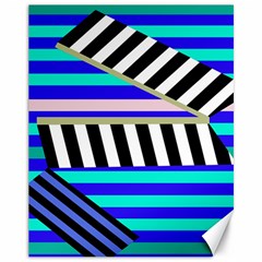 Blue Lines Decor Canvas 11  X 14  