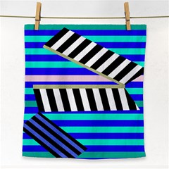 Blue Lines Decor Face Towel by Valentinaart