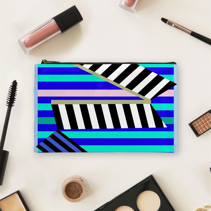 Blue lines decor Cosmetic Bag (Medium) 