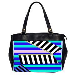 Blue Lines Decor Office Handbags (2 Sides)  by Valentinaart