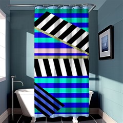 Blue Lines Decor Shower Curtain 36  X 72  (stall) 