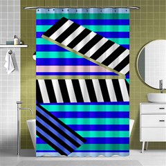 Blue Lines Decor Shower Curtain 48  X 72  (small) 