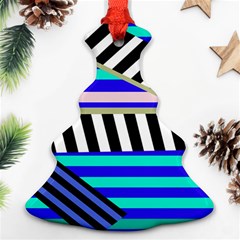 Blue Lines Decor Ornament (christmas Tree)