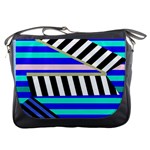 Blue lines decor Messenger Bags Front