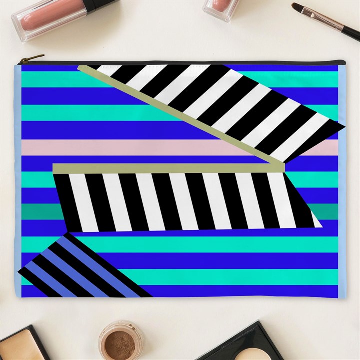 Blue lines decor Cosmetic Bag (XXXL) 