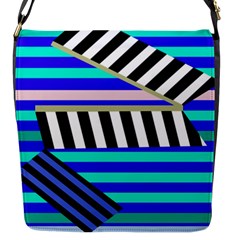 Blue Lines Decor Flap Messenger Bag (s)